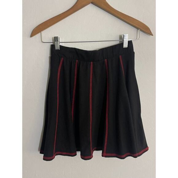 Hot Topic Skirt S Black Mini Black & Red Stretch Knit Goth Grunge Flare - Picture 6 of 6